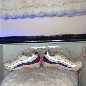 Nike White Sneakers with Red and Blue Details